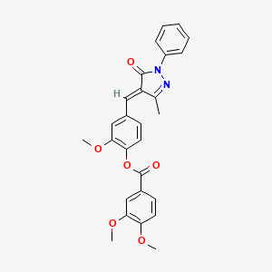 2-methoxy-4-[(3-methyl-5-oxo-1-phenyl-1,5-dihydro-4H-pyrazol-4-ylidene)methyl]phenyl 3,4-dimethoxybenzoate