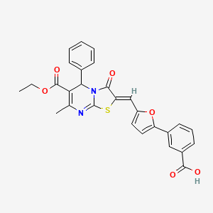B5400825 3-(5-{[6-(ethoxycarbonyl)-7-methyl-3-oxo-5-phenyl-5H-[1,3]thiazolo[3,2-a]pyrimidin-2(3H)-ylidene]methyl}-2-furyl)benzoic acid CAS No. 327055-27-6