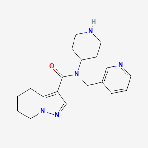 molecular formula C19H25N5O B5400830 N-piperidin-4-yl-N-(pyridin-3-ylmethyl)-4,5,6,7-tetrahydropyrazolo[1,5-a]pyridine-3-carboxamide 