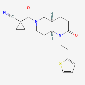 molecular formula C19H23N3O2S B5400883 1-{[(4aS*,8aR*)-2-oxo-1-[2-(2-thienyl)ethyl]octahydro-1,6-naphthyridin-6(2H)-yl]carbonyl}cyclopropanecarbonitrile 