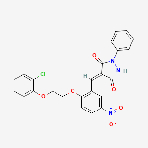 molecular formula C24H18ClN3O6 B5400911 4-{2-[2-(2-chlorophenoxy)ethoxy]-5-nitrobenzylidene}-1-phenyl-3,5-pyrazolidinedione 