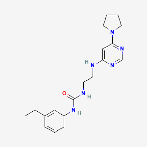 molecular formula C19H26N6O B5400929 N-(3-ethylphenyl)-N'-(2-{[6-(1-pyrrolidinyl)-4-pyrimidinyl]amino}ethyl)urea 