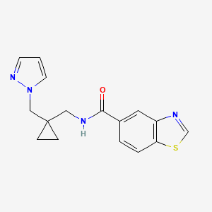 N-{[1-(1H-pyrazol-1-ylmethyl)cyclopropyl]methyl}-1,3-benzothiazole-5-carboxamide