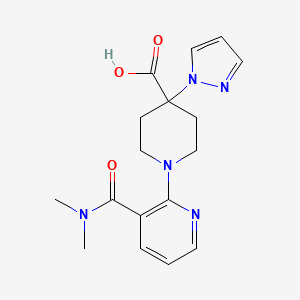 molecular formula C17H21N5O3 B5401029 1-{3-[(dimethylamino)carbonyl]pyridin-2-yl}-4-(1H-pyrazol-1-yl)piperidine-4-carboxylic acid 