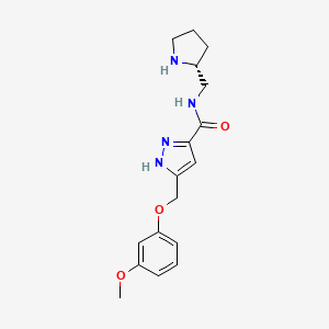 5-[(3-methoxyphenoxy)methyl]-N-[(2R)-pyrrolidin-2-ylmethyl]-1H-pyrazole-3-carboxamide