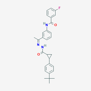 molecular formula C29H30FN3O2 B5401136 N-[3-(N-{[2-(4-tert-butylphenyl)cyclopropyl]carbonyl}ethanehydrazonoyl)phenyl]-3-fluorobenzamide 