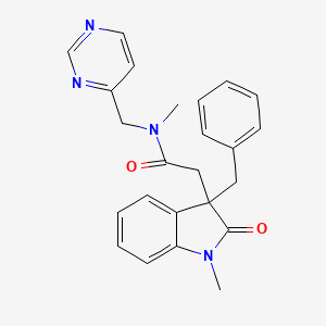 molecular formula C24H24N4O2 B5401137 2-(3-benzyl-1-methyl-2-oxo-2,3-dihydro-1H-indol-3-yl)-N-methyl-N-(pyrimidin-4-ylmethyl)acetamide 