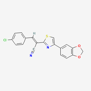 molecular formula C19H11ClN2O2S B5401172 2-[4-(1,3-benzodioxol-5-yl)-1,3-thiazol-2-yl]-3-(4-chlorophenyl)acrylonitrile 