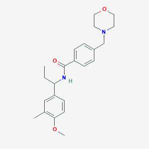 molecular formula C23H30N2O3 B5401178 N-[1-(4-methoxy-3-methylphenyl)propyl]-4-(4-morpholinylmethyl)benzamide 