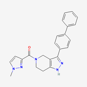 molecular formula C23H21N5O B5401242 3-biphenyl-4-yl-5-[(1-methyl-1H-pyrazol-3-yl)carbonyl]-4,5,6,7-tetrahydro-1H-pyrazolo[4,3-c]pyridine 