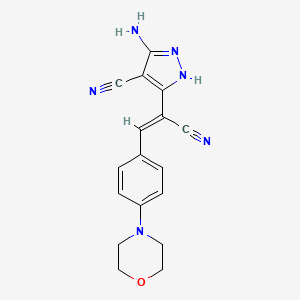 molecular formula C17H16N6O B5401287 5-amino-3-{1-cyano-2-[4-(4-morpholinyl)phenyl]vinyl}-1H-pyrazole-4-carbonitrile 
