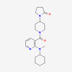 molecular formula C22H32N4O2 B5401302 1-[1-({2-[cyclohexyl(methyl)amino]pyridin-3-yl}carbonyl)piperidin-4-yl]pyrrolidin-2-one 