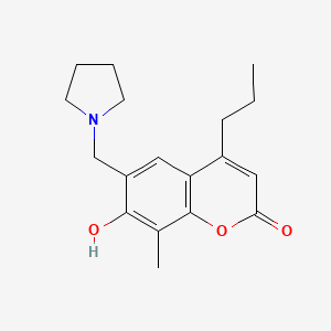 molecular formula C18H23NO3 B5401417 7-hydroxy-8-methyl-4-propyl-6-(1-pyrrolidinylmethyl)-2H-chromen-2-one 