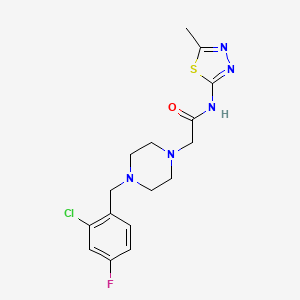 molecular formula C16H19ClFN5OS B5401547 2-[4-(2-chloro-4-fluorobenzyl)-1-piperazinyl]-N-(5-methyl-1,3,4-thiadiazol-2-yl)acetamide 