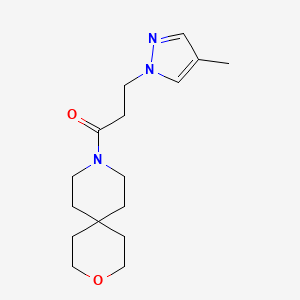 molecular formula C16H25N3O2 B5401648 9-[3-(4-methyl-1H-pyrazol-1-yl)propanoyl]-3-oxa-9-azaspiro[5.5]undecane 