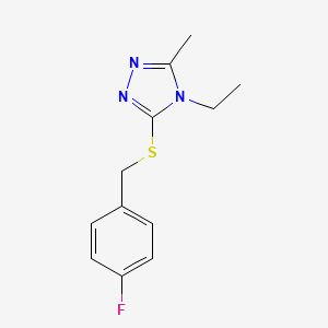 molecular formula C12H14FN3S B5401671 4-ethyl-3-[(4-fluorobenzyl)thio]-5-methyl-4H-1,2,4-triazole 
