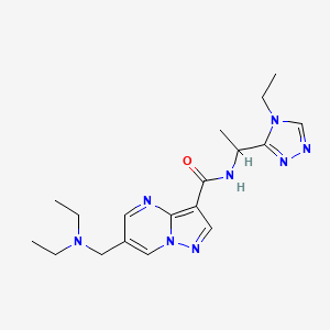 molecular formula C18H26N8O B5401699 6-[(diethylamino)methyl]-N-[1-(4-ethyl-4H-1,2,4-triazol-3-yl)ethyl]pyrazolo[1,5-a]pyrimidine-3-carboxamide 