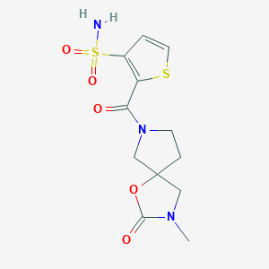 molecular formula C12H15N3O5S2 B5401721 2-[(3-methyl-2-oxo-1-oxa-3,7-diazaspiro[4.4]non-7-yl)carbonyl]-3-thiophenesulfonamide 