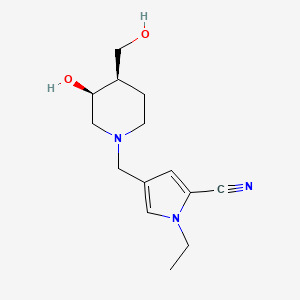 1-ethyl-4-{[(3S*,4R*)-3-hydroxy-4-(hydroxymethyl)-1-piperidinyl]methyl}-1H-pyrrole-2-carbonitrile