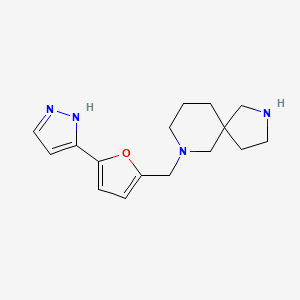 molecular formula C16H22N4O B5401783 7-{[5-(1H-pyrazol-5-yl)-2-furyl]methyl}-2,7-diazaspiro[4.5]decane dihydrochloride 