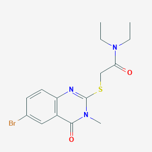 molecular formula C15H18BrN3O2S B5401813 2-[(6-bromo-3-methyl-4-oxo-3,4-dihydro-2-quinazolinyl)thio]-N,N-diethylacetamide 