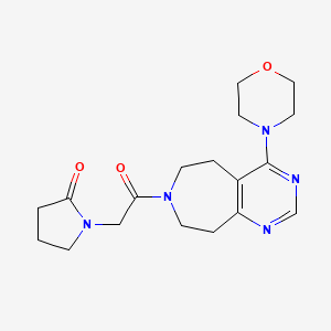 molecular formula C18H25N5O3 B5401831 1-[2-(4-morpholin-4-yl-5,6,8,9-tetrahydro-7H-pyrimido[4,5-d]azepin-7-yl)-2-oxoethyl]pyrrolidin-2-one 