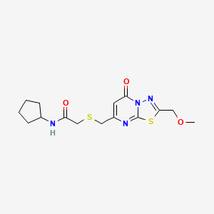 molecular formula C15H20N4O3S2 B5401834 N-cyclopentyl-2-({[2-(methoxymethyl)-5-oxo-5H-[1,3,4]thiadiazolo[3,2-a]pyrimidin-7-yl]methyl}thio)acetamide 