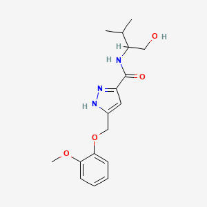molecular formula C17H23N3O4 B5401840 N-[1-(hydroxymethyl)-2-methylpropyl]-5-[(2-methoxyphenoxy)methyl]-1H-pyrazole-3-carboxamide 