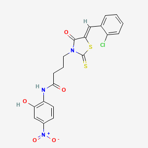 molecular formula C20H16ClN3O5S2 B5401859 4-[5-(2-chlorobenzylidene)-4-oxo-2-thioxo-1,3-thiazolidin-3-yl]-N-(2-hydroxy-4-nitrophenyl)butanamide 