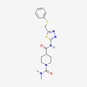 molecular formula C18H23N5O2S2 B5401870 N~1~,N~1~-dimethyl-N~4~-{5-[(phenylthio)methyl]-1,3,4-thiadiazol-2-yl}-1,4-piperidinedicarboxamide 