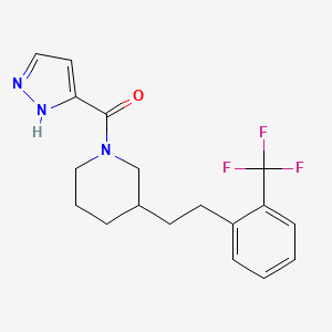 molecular formula C18H20F3N3O B5401888 1-(1H-pyrazol-3-ylcarbonyl)-3-{2-[2-(trifluoromethyl)phenyl]ethyl}piperidine 