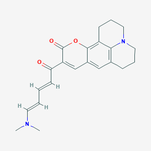 10-[5-(dimethylamino)-2,4-pentadienoyl]-2,3,6,7-tetrahydro-1H,5H,11H-pyrano[2,3-f]pyrido[3,2,1-ij]quinolin-11-one