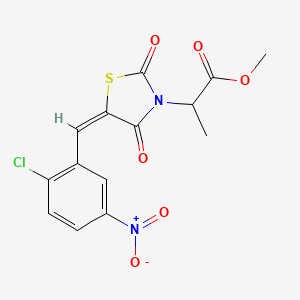 molecular formula C14H11ClN2O6S B5402018 methyl 2-[5-(2-chloro-5-nitrobenzylidene)-2,4-dioxo-1,3-thiazolidin-3-yl]propanoate 