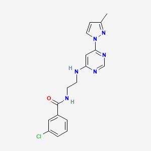 molecular formula C17H17ClN6O B5402112 3-chloro-N-(2-{[6-(3-methyl-1H-pyrazol-1-yl)-4-pyrimidinyl]amino}ethyl)benzamide 