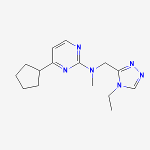 molecular formula C15H22N6 B5402115 4-cyclopentyl-N-[(4-ethyl-4H-1,2,4-triazol-3-yl)methyl]-N-methylpyrimidin-2-amine 