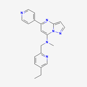 molecular formula C20H20N6 B5402130 N-[(5-ethyl-2-pyridinyl)methyl]-N-methyl-5-(4-pyridinyl)pyrazolo[1,5-a]pyrimidin-7-amine 