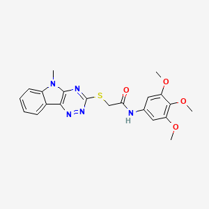 molecular formula C21H21N5O4S B5402133 2-[(5-methyl-5H-[1,2,4]triazino[5,6-b]indol-3-yl)thio]-N-(3,4,5-trimethoxyphenyl)acetamide 