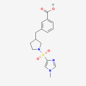 molecular formula C16H19N3O4S B5402134 3-({1-[(1-methyl-1H-imidazol-4-yl)sulfonyl]pyrrolidin-3-yl}methyl)benzoic acid 