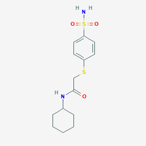 molecular formula C14H20N2O3S2 B5402155 2-{[4-(aminosulfonyl)phenyl]thio}-N-cyclohexylacetamide 