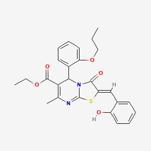 molecular formula C26H26N2O5S B5402163 ethyl 2-(2-hydroxybenzylidene)-7-methyl-3-oxo-5-(2-propoxyphenyl)-2,3-dihydro-5H-[1,3]thiazolo[3,2-a]pyrimidine-6-carboxylate 