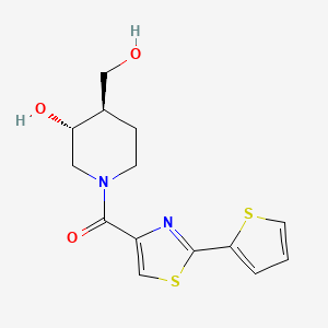 molecular formula C14H16N2O3S2 B5402179 (3R*,4R*)-4-(hydroxymethyl)-1-{[2-(2-thienyl)-1,3-thiazol-4-yl]carbonyl}-3-piperidinol 