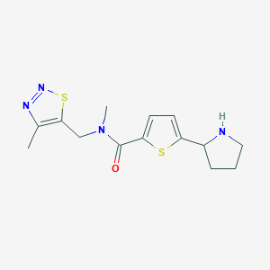 molecular formula C14H18N4OS2 B5402188 N-methyl-N-[(4-methyl-1,2,3-thiadiazol-5-yl)methyl]-5-pyrrolidin-2-ylthiophene-2-carboxamide 