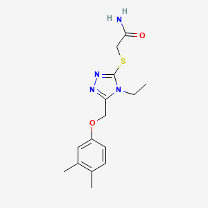molecular formula C15H20N4O2S B5402210 2-({5-[(3,4-dimethylphenoxy)methyl]-4-ethyl-4H-1,2,4-triazol-3-yl}thio)acetamide 