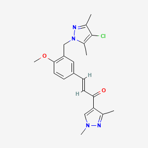 molecular formula C21H23ClN4O2 B5402214 3-{3-[(4-chloro-3,5-dimethyl-1H-pyrazol-1-yl)methyl]-4-methoxyphenyl}-1-(1,3-dimethyl-1H-pyrazol-4-yl)-2-propen-1-one 