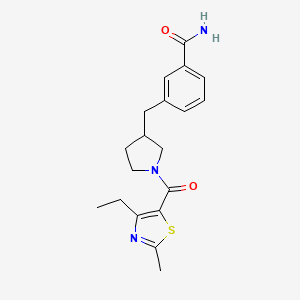 molecular formula C19H23N3O2S B5402231 3-({1-[(4-ethyl-2-methyl-1,3-thiazol-5-yl)carbonyl]-3-pyrrolidinyl}methyl)benzamide 