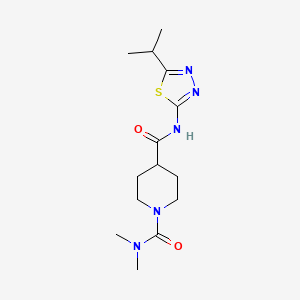 molecular formula C14H23N5O2S B5402268 N~4~-(5-isopropyl-1,3,4-thiadiazol-2-yl)-N~1~,N~1~-dimethyl-1,4-piperidinedicarboxamide 