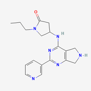 molecular formula C18H22N6O B5402367 1-propyl-4-{[2-(3-pyridinyl)-6,7-dihydro-5H-pyrrolo[3,4-d]pyrimidin-4-yl]amino}-2-pyrrolidinone 