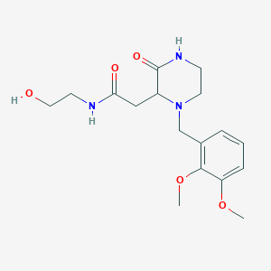 molecular formula C17H25N3O5 B5402375 2-[1-(2,3-dimethoxybenzyl)-3-oxo-2-piperazinyl]-N-(2-hydroxyethyl)acetamide 
