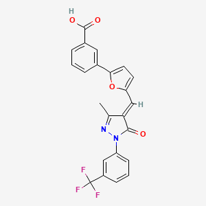 molecular formula C23H15F3N2O4 B5402420 3-[5-({3-methyl-5-oxo-1-[3-(trifluoromethyl)phenyl]-1,5-dihydro-4H-pyrazol-4-ylidene}methyl)-2-furyl]benzoic acid 