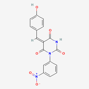 molecular formula C17H11N3O6 B5402429 5-(4-hydroxybenzylidene)-1-(3-nitrophenyl)-2,4,6(1H,3H,5H)-pyrimidinetrione 